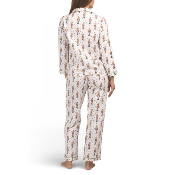 Mahogany Christmas NUTCRACKER Pajama Set 100% Cotton Flannel Women's L New - Picture 3 of 16